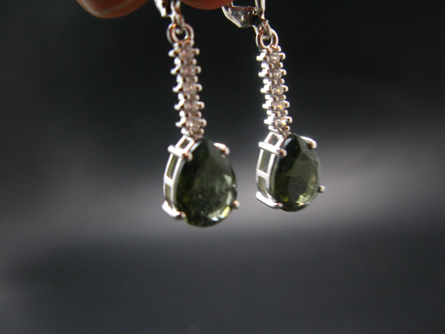 Moldavite Tektite Silver Earrings from Czech Republic - 3.83 Grams