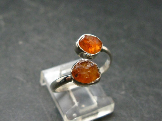 Spessartine Garnet Silver Ring From Tanzania - Size 8 - 2.45 Grams