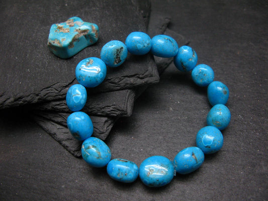 Turquoise Genuine Untreated Bracelet ~ 7 Inches ~ 12mm Tumbled Beads