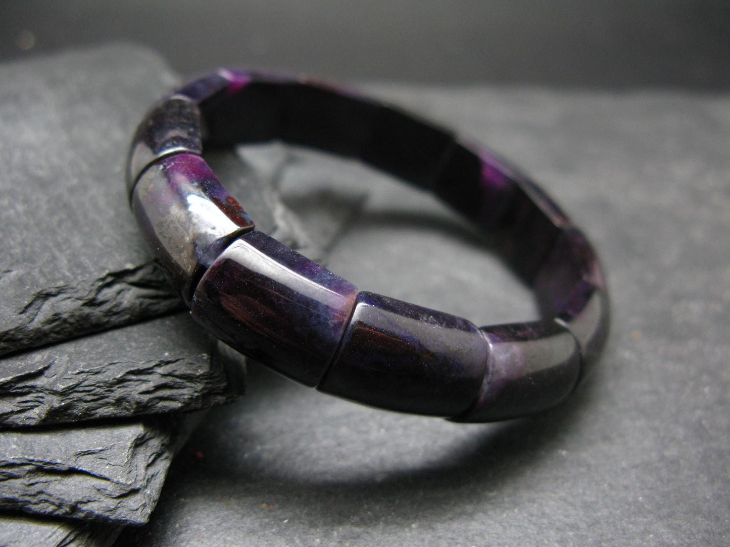 Sugilite Genuine Bracelet ~ 7 Inches ~ 16mm Squared Beads