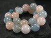 Aquamarine & Morganite Genuine Bracelet ~ 7 Inches ~ 8mm Round Beads