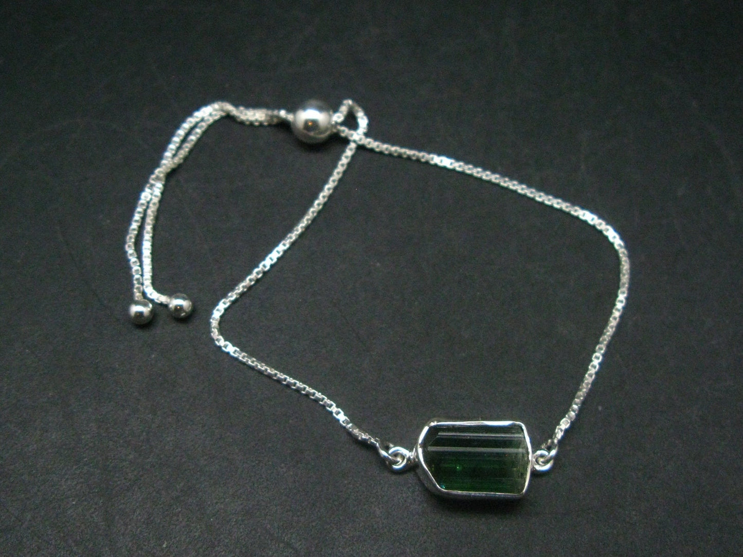 Green Tourmaline Silver Bracelet From Brazil - 4.33 Grams