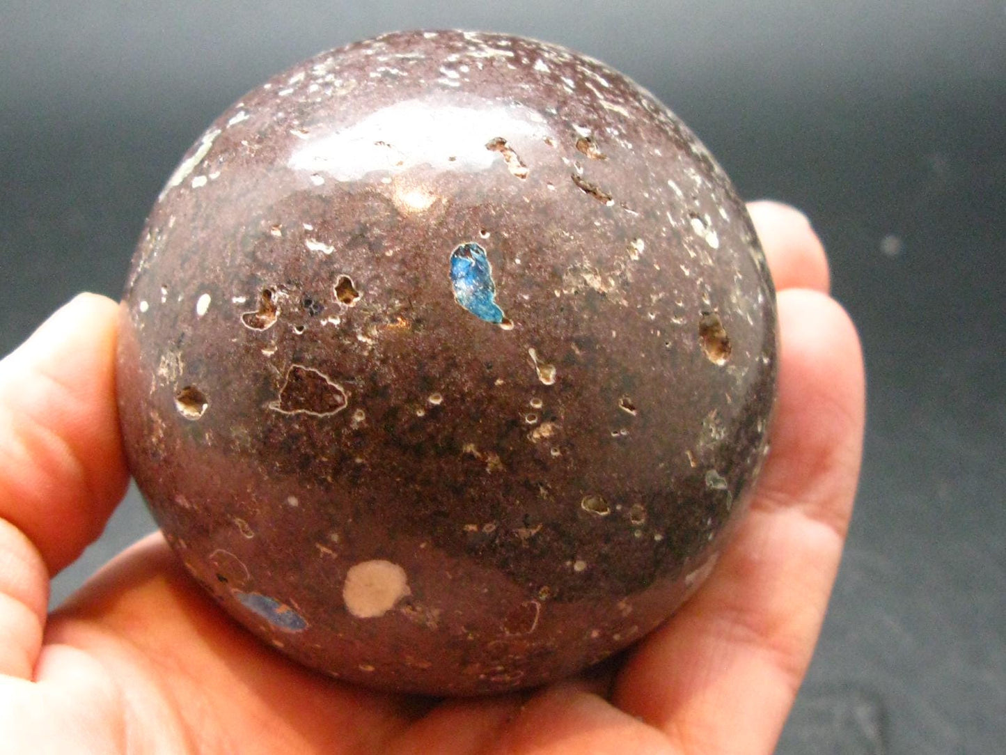 Cavansite in Stilbite Sphere From India - 2.3"