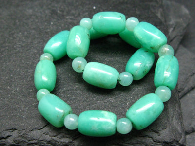 Chrysoprase Genuine Bracelet ~ 7 Inches ~ 10mm Barrel Beads