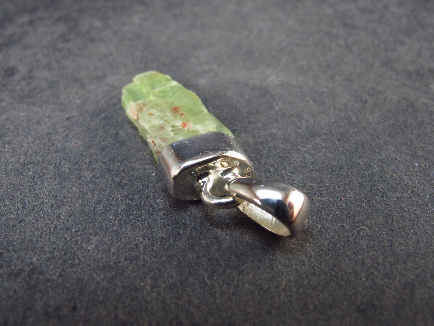 Green Kyanite Silver Pendant from Brazil - 1.2" - 2.03 Grams