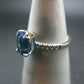 Natural Faceted Round Swiss Blue Topaz Crystal Sterling Silver Ring - 2.16 Grams - Size 7.75