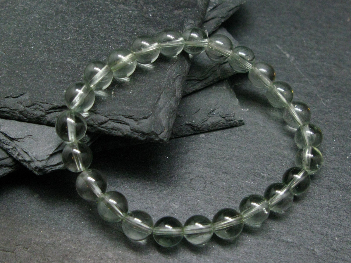 Prasiolite Green Amethyst Genuine Bracelet ~ 7 Inches ~ 8mm Round Beads