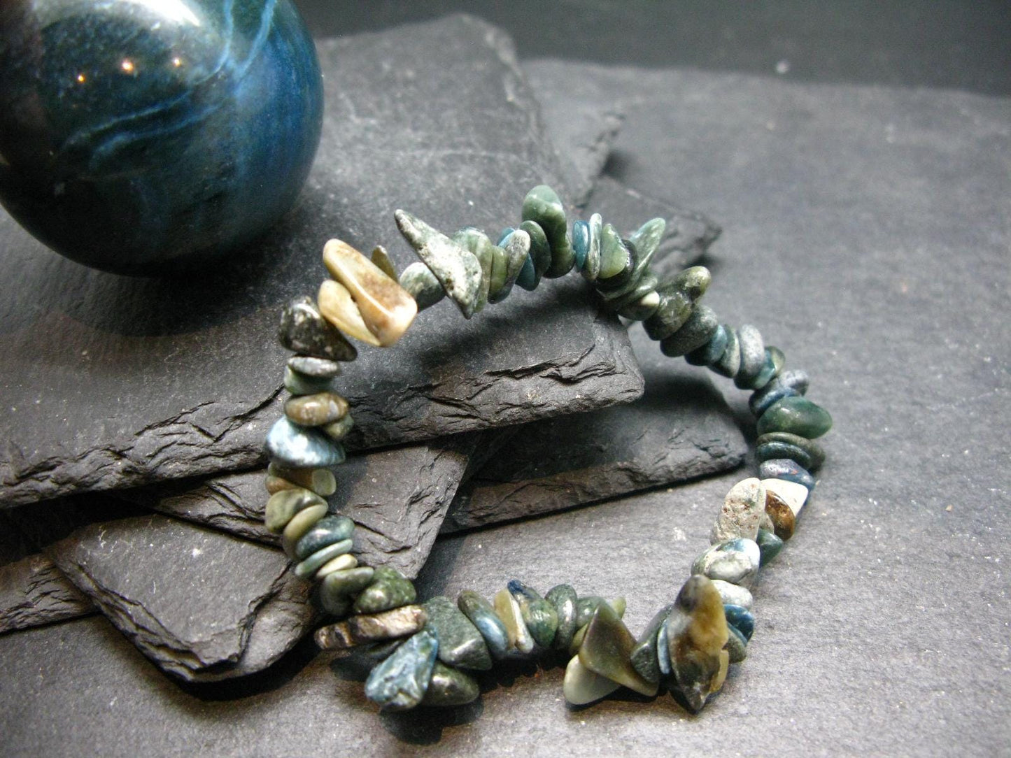 Dianite (Blue Jade) Genuine Bracelet ~ 7 Inches ~ 8mm Tumbled Beads