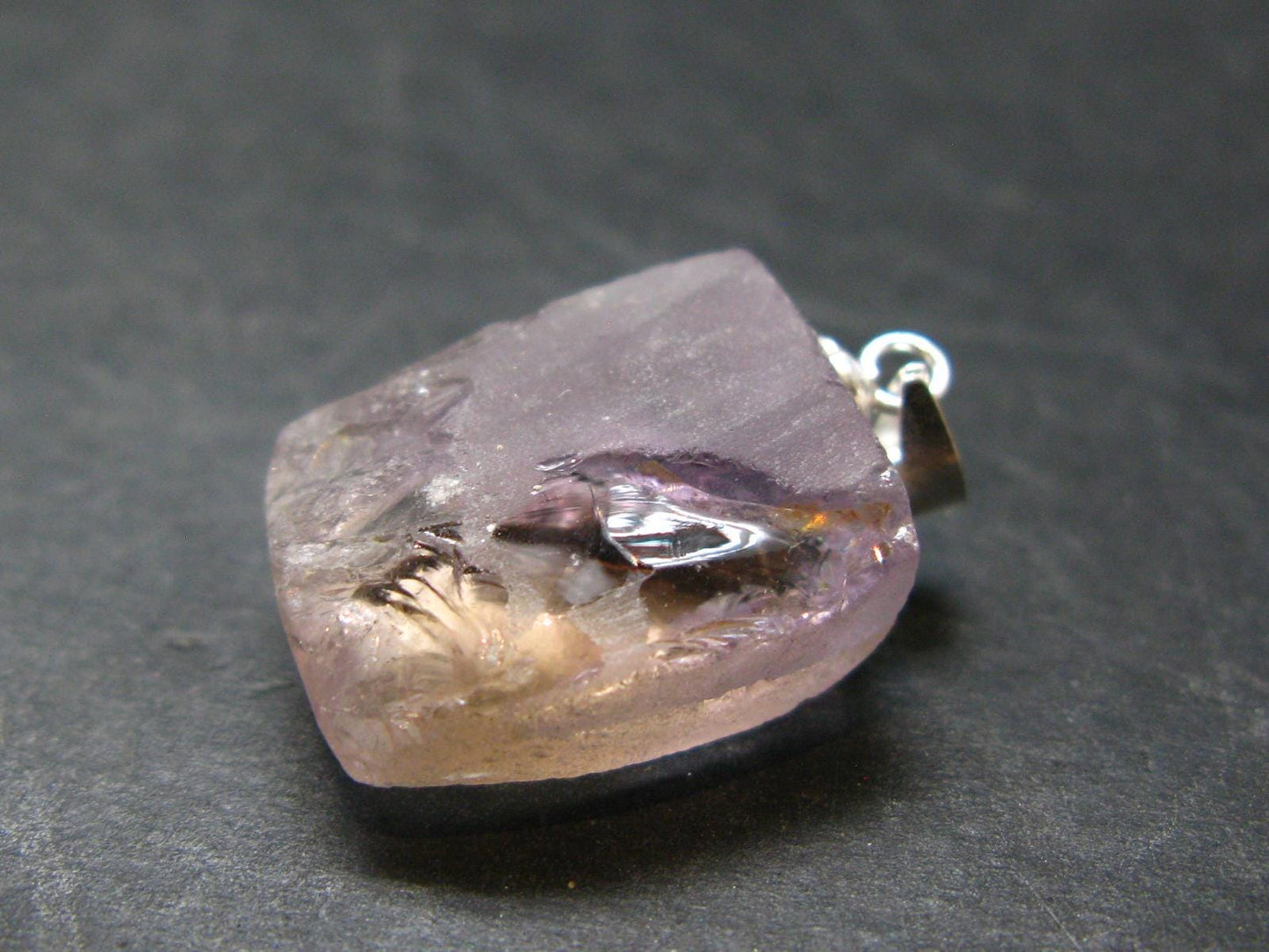 Stunning Natural Gem Ametrine Crystal Silver Pendant From Bolivia - 1.0" - 4.72 Grams