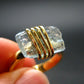 Aquamarine Gem Gold Plated Sterling Silver Ring - Size 8 - 3.83 Grams