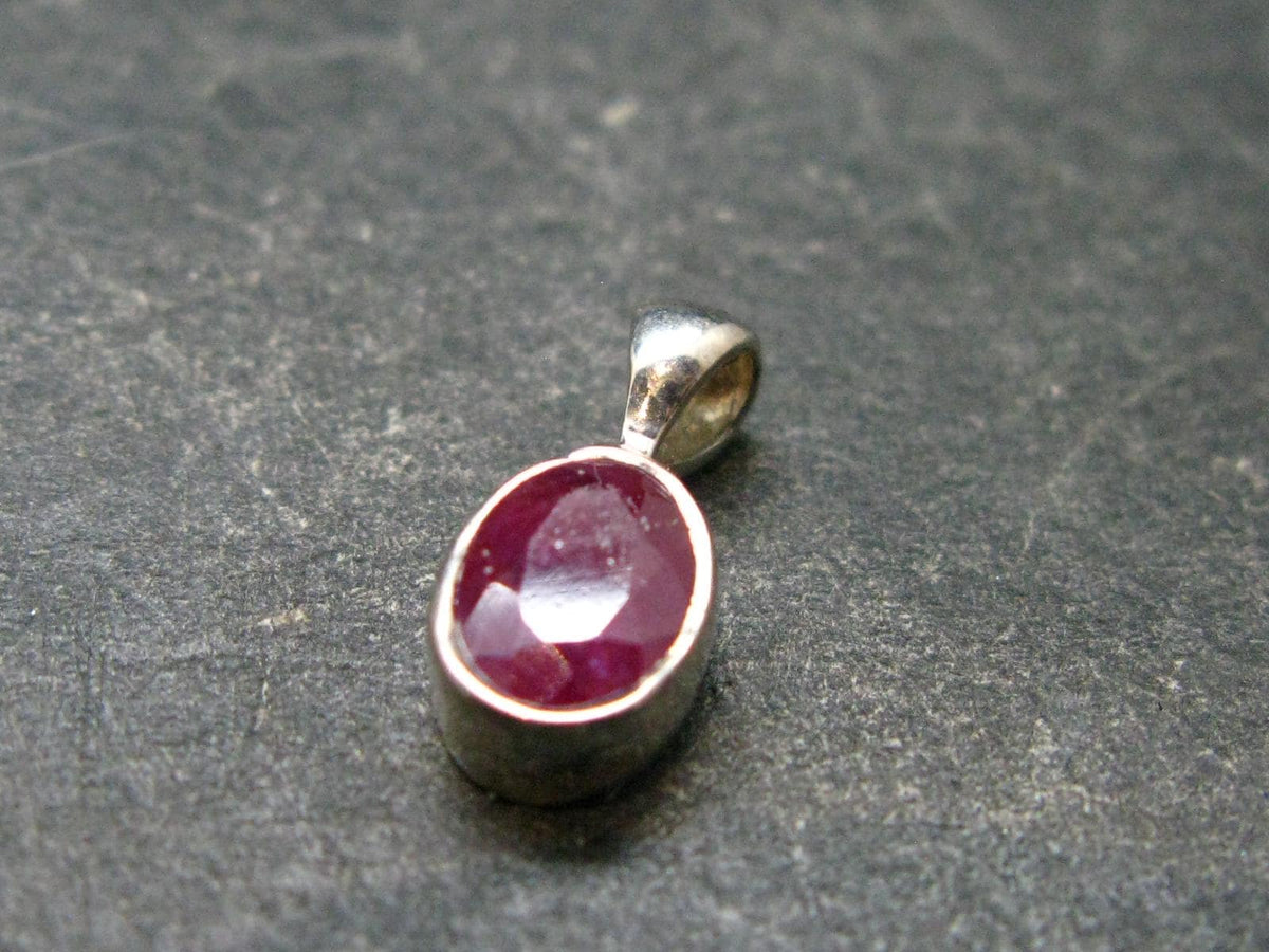 Ruby Crystal Silver Pendant from Africa - 0.5" - 0.68 Grams