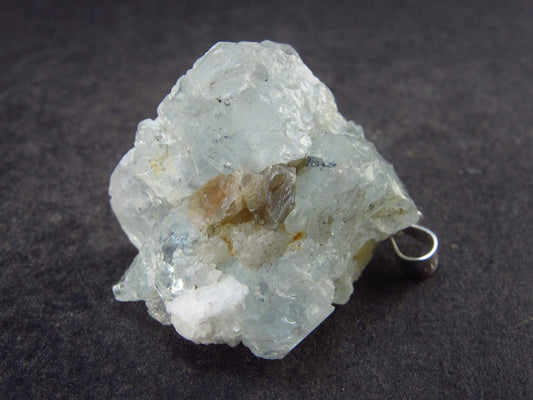 Aquamarine Crystal Silver Pendant From China - 1.1" - 6.9 Grams