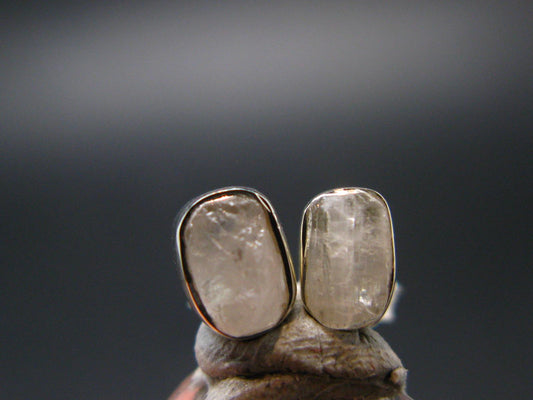 Natrolite Stud Earrings Sterling Silver From Tanzania - 1.34 Grams