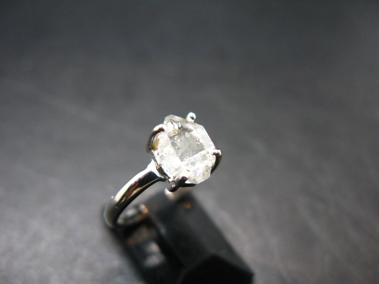 Fine Clear Natural Herkimer Diamond Silver Ring From New York - Size 5 - 2.06 Grams