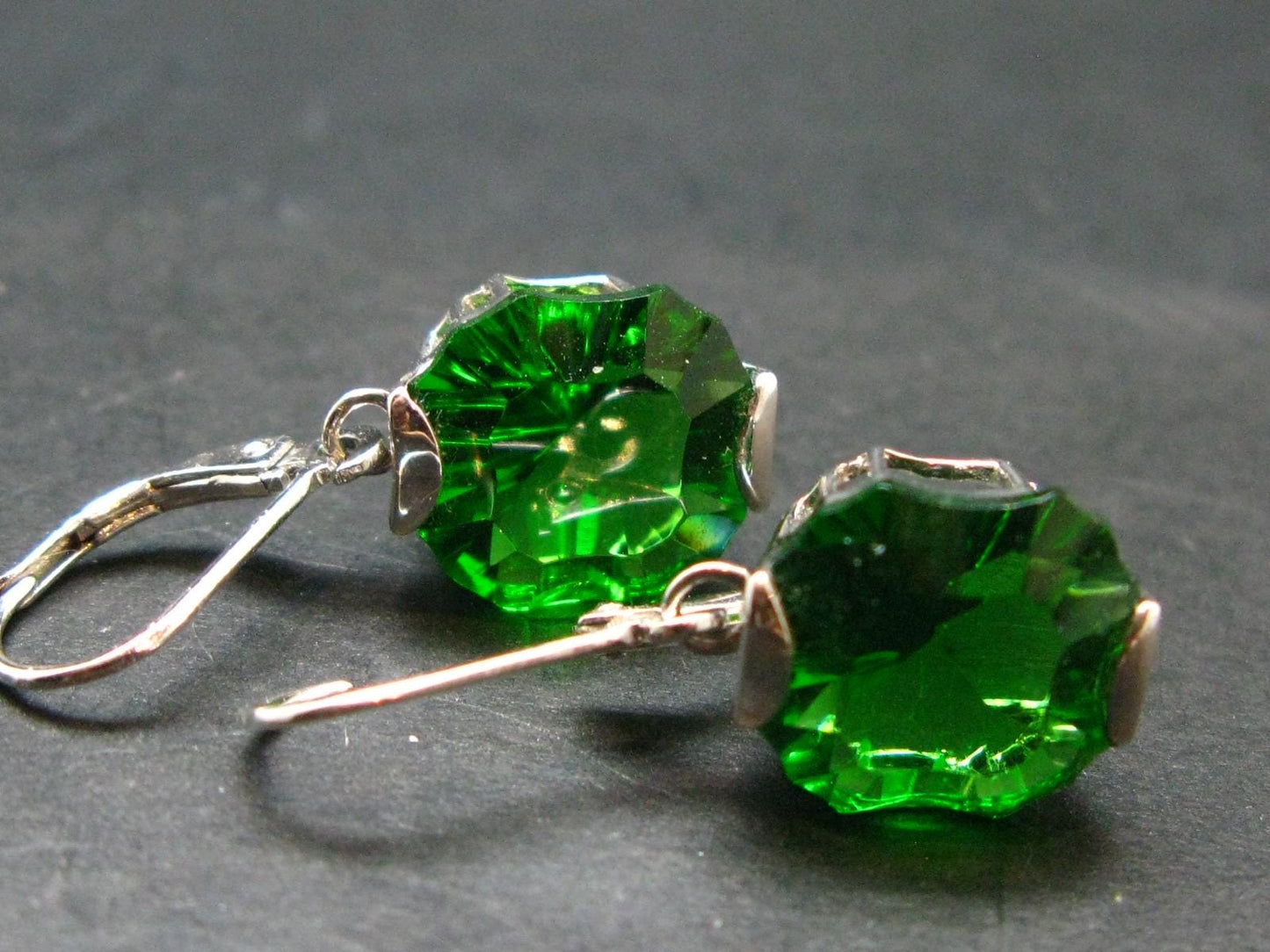 Helenite Gaia Stone Gem Sterling Silver Earrings From Washington - 4.57 Grams