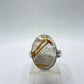 Golden Rutilated Quartz Ring – Large Oval Rutile Crystal Statement Ring - Size 8
