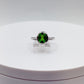 Green Helenite Oval Ring – Sterling Silver Faceted Gemstone Statement Ring