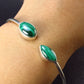 Beautiful Malachite Silver Bracelet - Size Adjustable - 5.86 Grams