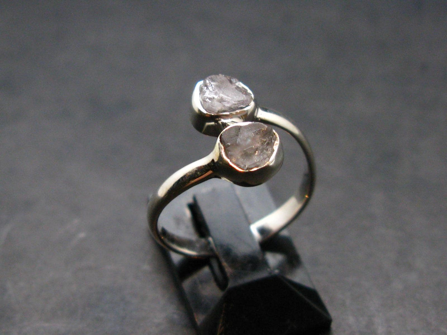 Gray Herderite Silver Ring from Africa - Size 7 - 1.94 Grams