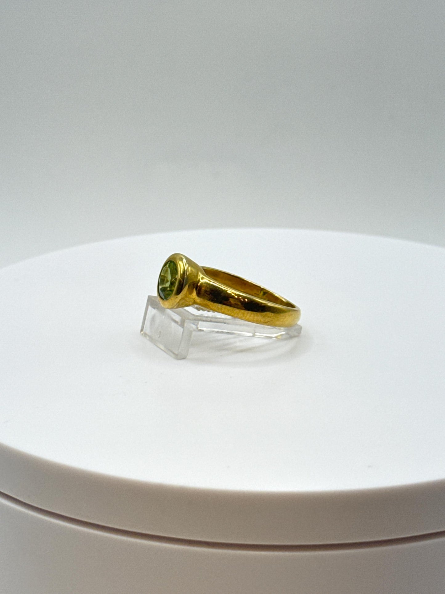 Peridot Ring | Gold Plated Sterling Silver, August Birthstone, Size 8