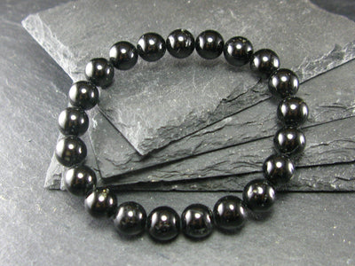 Black Tourmaline Genuine Bracelet ~ 7 Inches ~ 8mm Round Beads