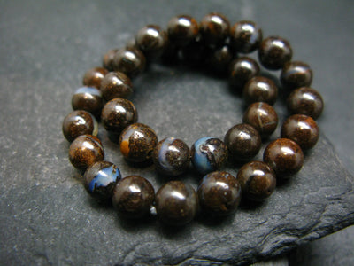 Boulder Opal Genuine Bracelet ~ 7 Inches ~ 6mm Round Beads