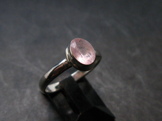 Pink Beryl!! Amazing Natural Faceted Morganite Silver Ring From Brazil - Size 8 - 2.72 Grams