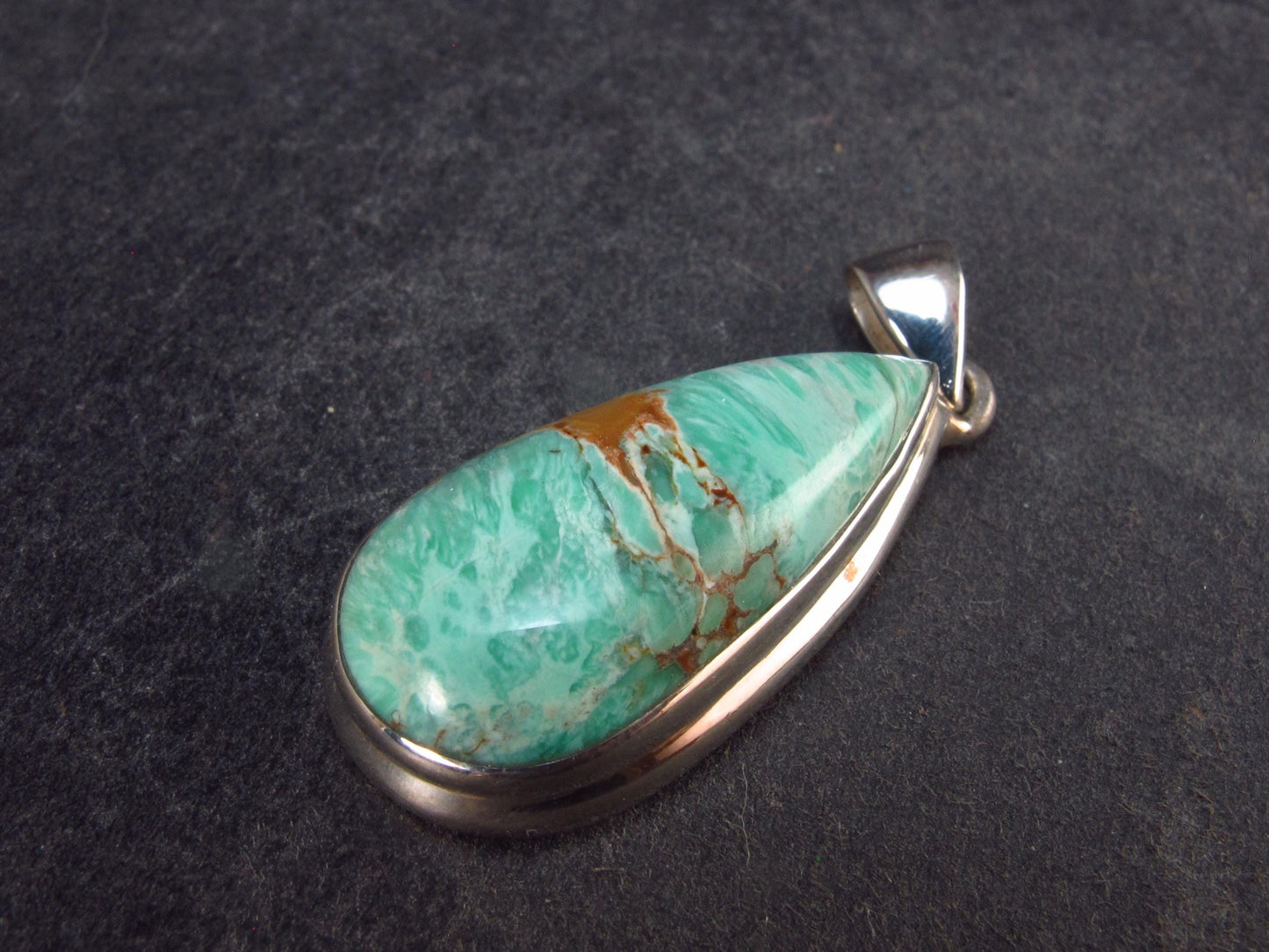 Rare Variscite Sterling Silver Pendant from Utah - 1.5" - 6.04 Grams