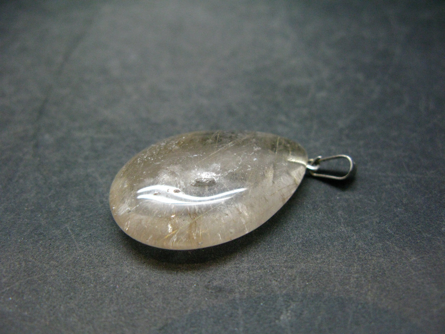 Rutilated Quartz Silver Pendant From Brazil - 1.5"