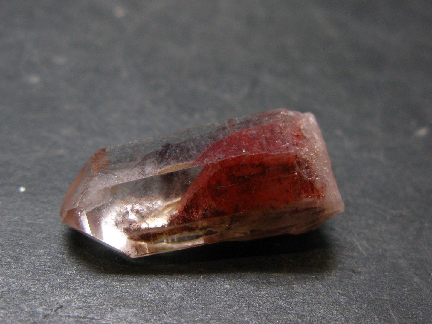 Phantom Hematite in Quartz Crystal From India - 1.0" - 5.00 Grams