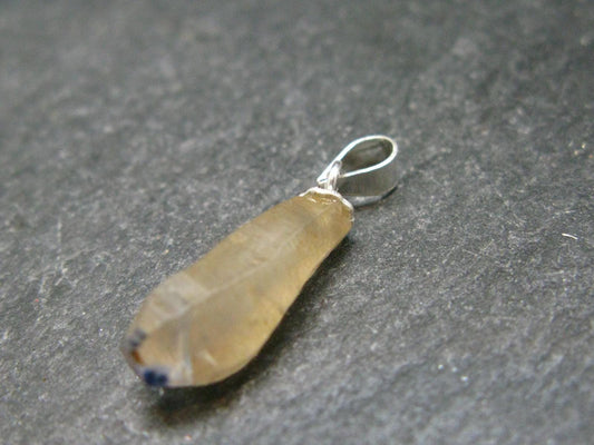 Yellow Terminated Sapphire Corundum Crystal Silver Pendant From Sri Lanka - 0.9" - 5.90 Carats