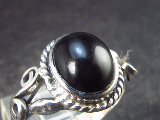 Black Onyx Sterling Silver Ring - Size 7.5 - 3.0 Grams