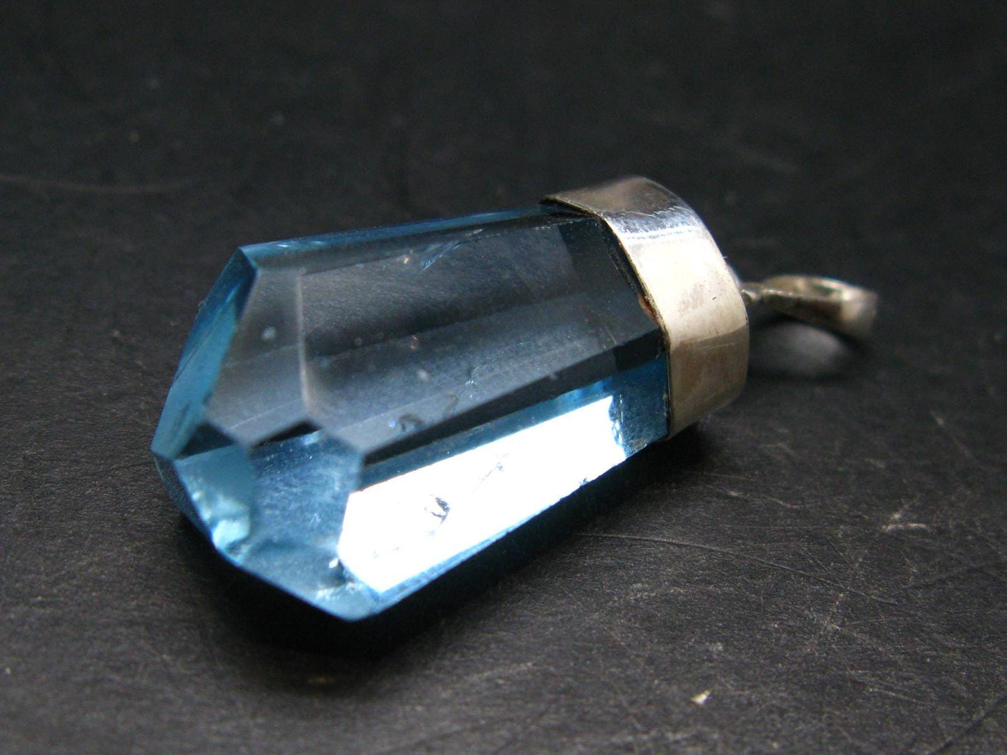 Blue Topaz Sterling Silver Pendant From Brazil - 1.6" - 13.07 Grams