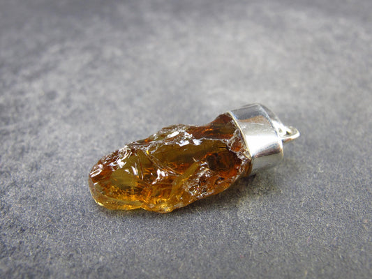Natural Unheated Citrine Sterling Silver Pendant from Zambia - 1.2" - 2.65 Grams