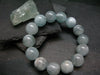 Aquamarine Genuine Bracelet ~ 8 Inches ~ 17mm Round Beads