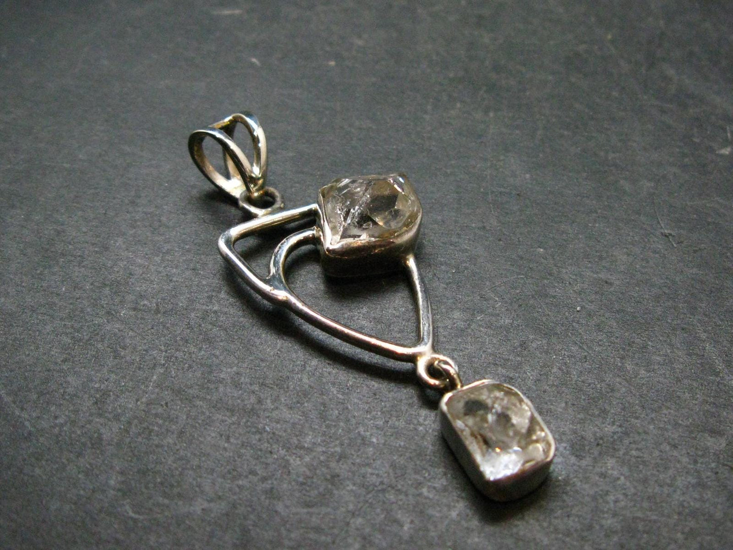 Fine Natural Herkimer Diamond Silver Pendant From New York - 2.2" - 6.16 Grams