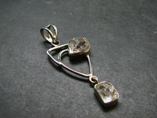 Fine Natural Herkimer Diamond Silver Pendant From New York - 2.2" - 6.16 Grams