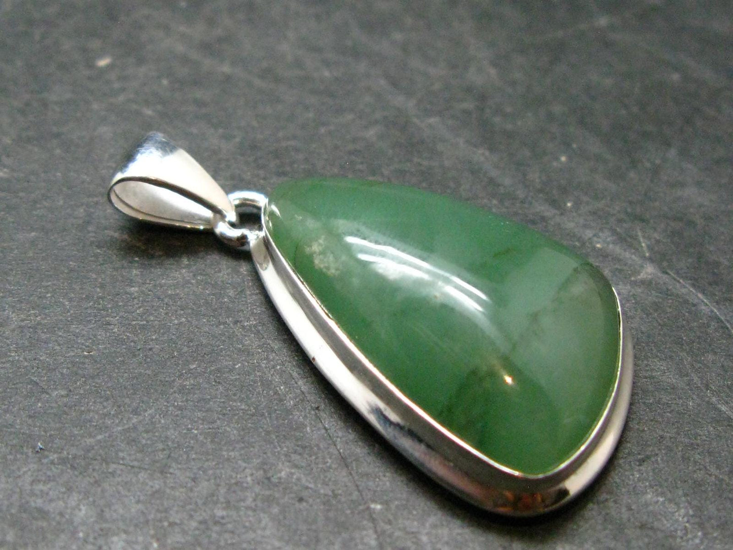 Natural Green Aventurine Silver Plated Pendant From Brazil - 7.57 Grams