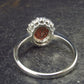 Natural Faceted Red Garnet Rhodium Plated Sterling Silver Ring with CZ - Size 7 - 2.90 Grams
