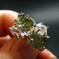Moldavite & Herkimer Diamond Silver Stud Earrings - 0.7" - 2.64 Grams