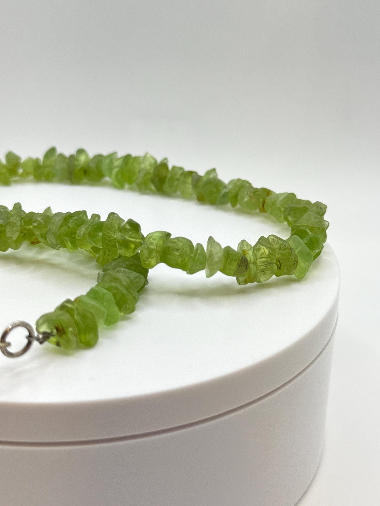 Peridot Chip Necklace | Raw Gemstone Beaded Jewelry, August Birthstone