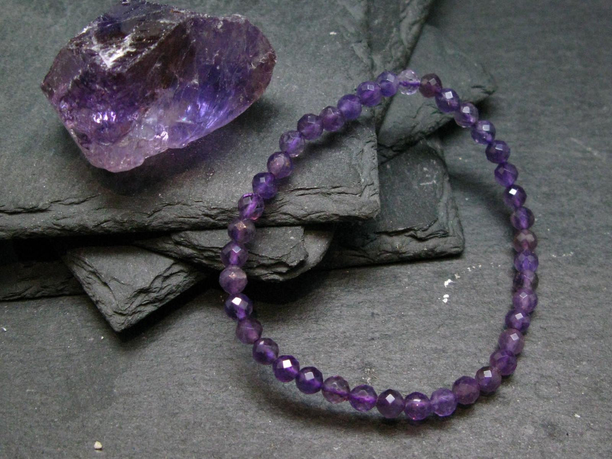 Amethyst Genuine Bracelet ~ 7 Inches ~ 5mm Facetted Beads