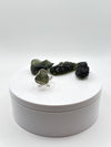Elegant Raw Moldavite Ring in Sterling Silver – Cosmic Green Beauty - Size 8.5