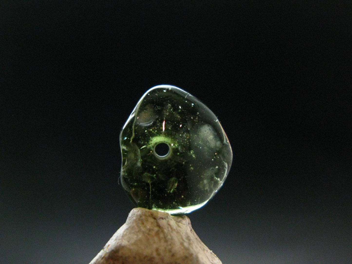Moldavite Tektite Tumbled Bead from Czech Republic - 12 mm - 5.0 Carats