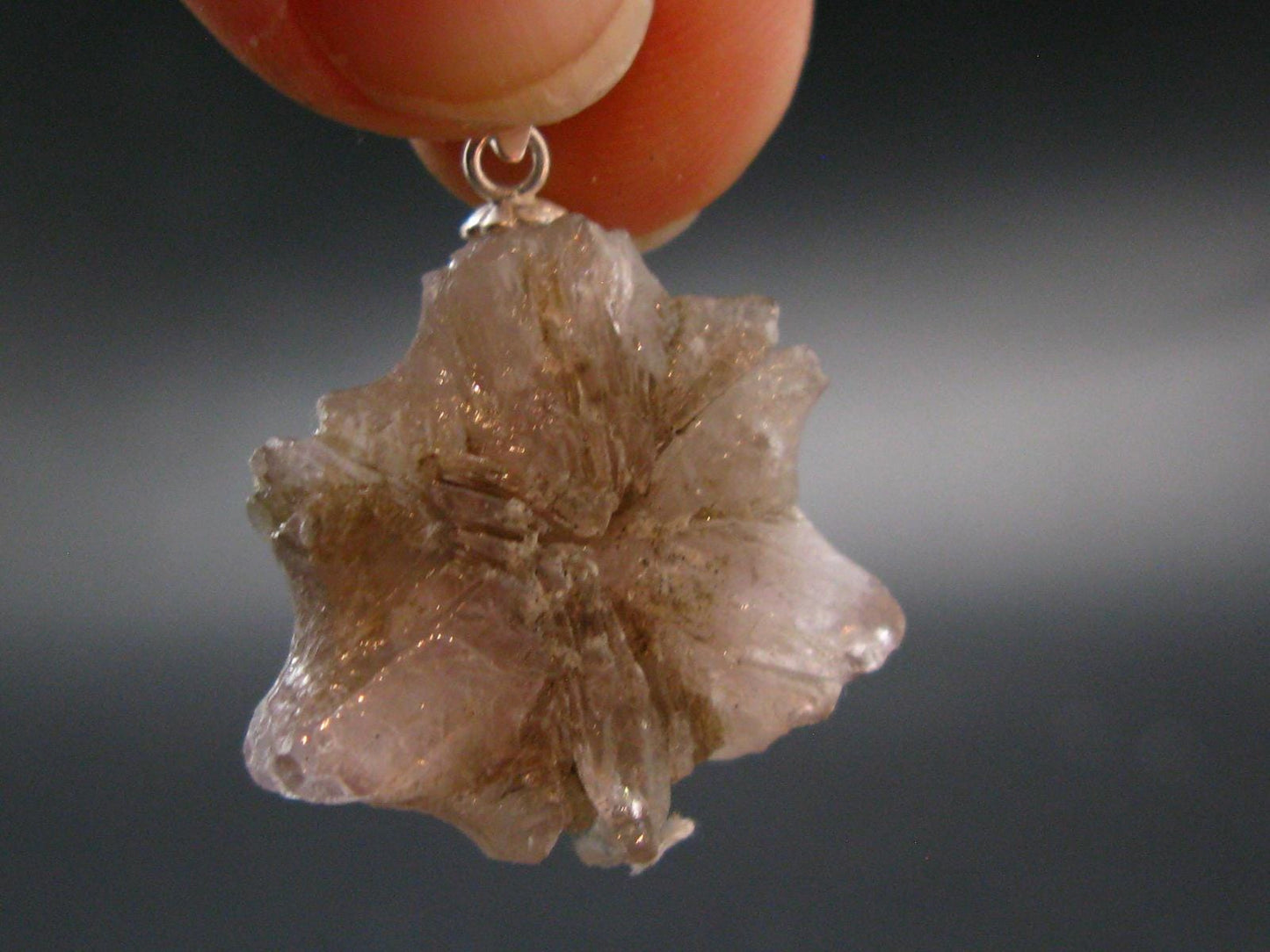Terminated Aragonite Crystal Silver Pendant from Spain - 1.1" - 5.97 Grams