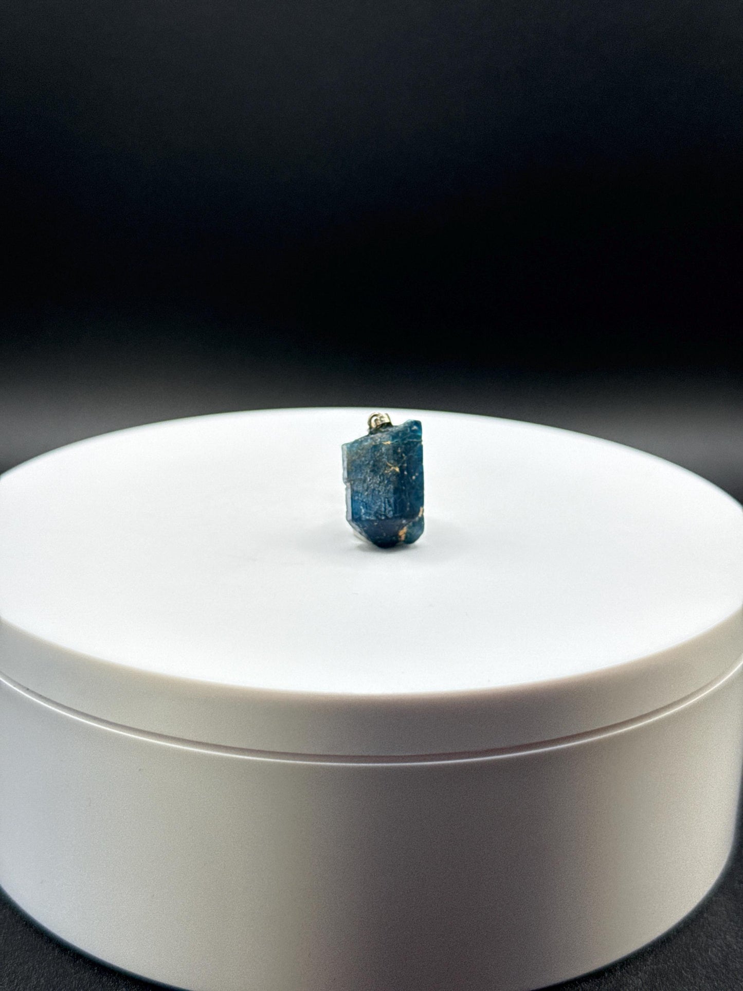 Raw Blue Apatite Sterling Silver Pendant | Natural Crystal Charm