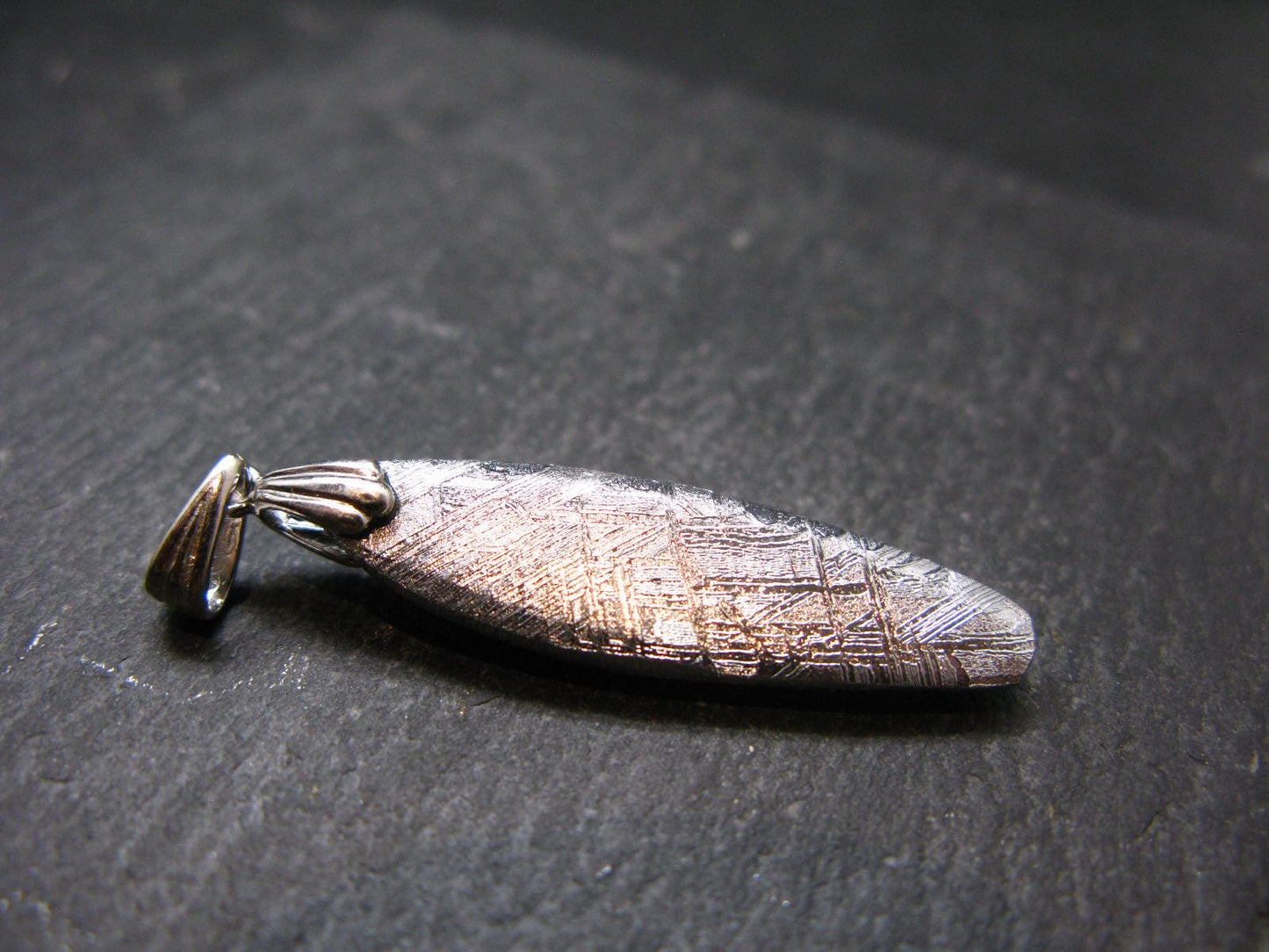 Muonionalusta Meteorite Silver Pendant from Sweden - 1.8" - 6.8 Grams