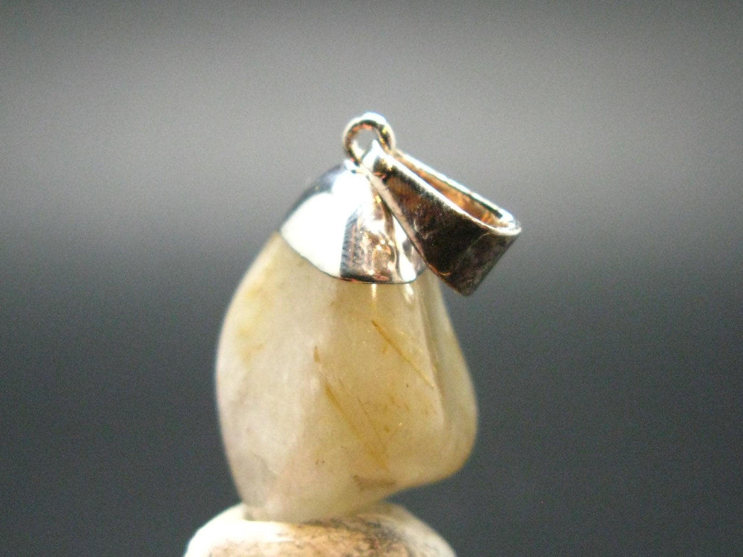 Rutilated Quartz Silver Pendant From Brazil - 1.1"