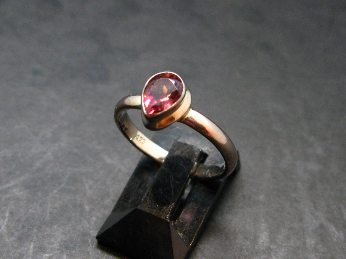 Pink Tourmaline Silver Ring From Brazil - 2.16 Grams - Size 6