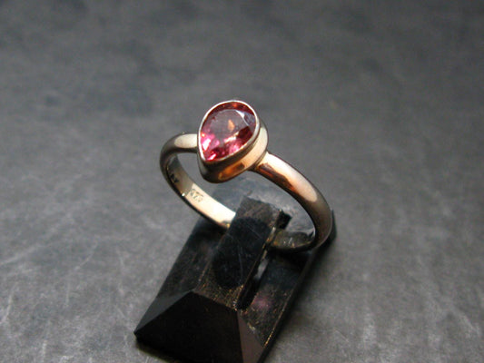Pink Tourmaline Silver Ring From Brazil - 2.16 Grams - Size 6